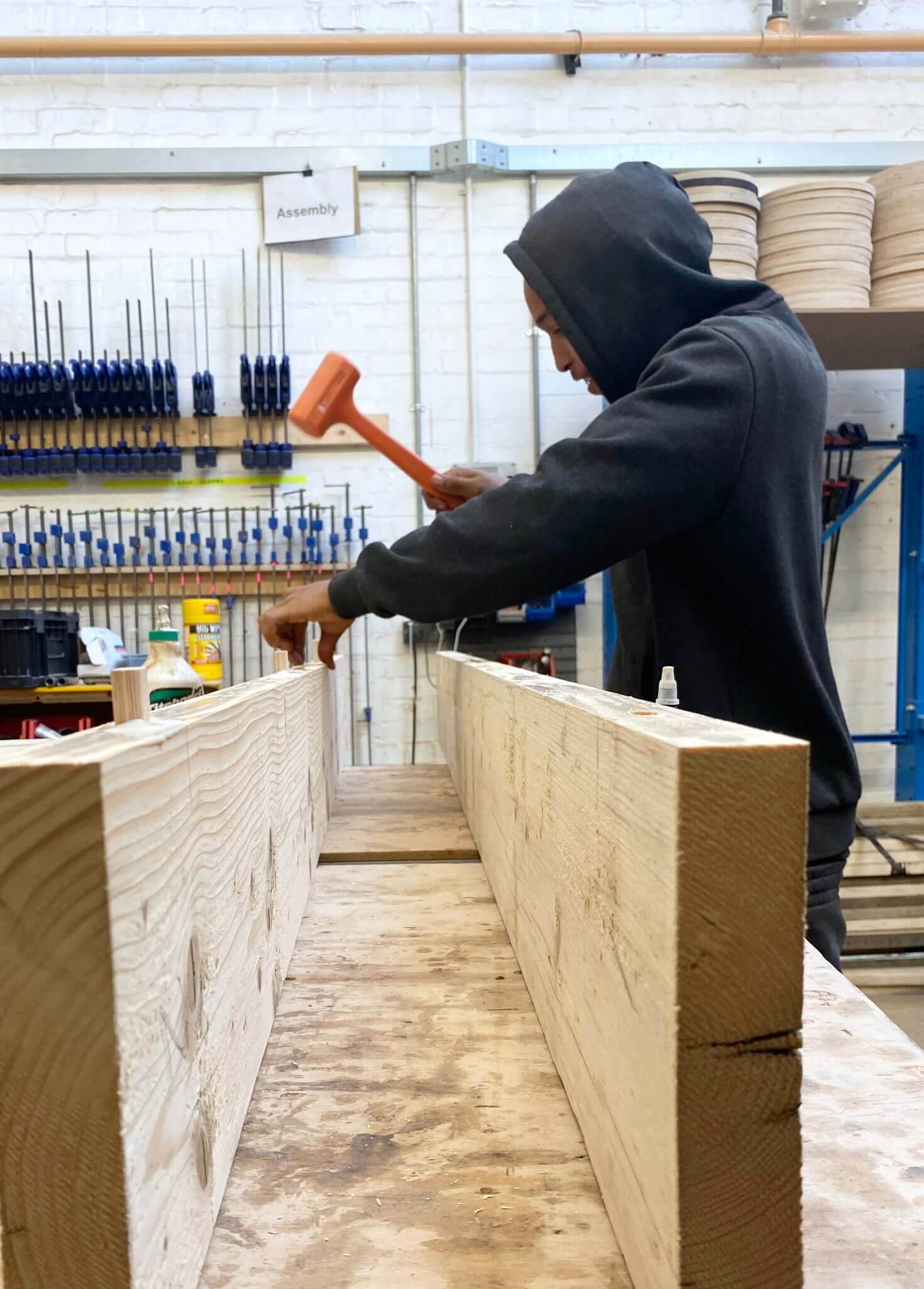 young person woodworking