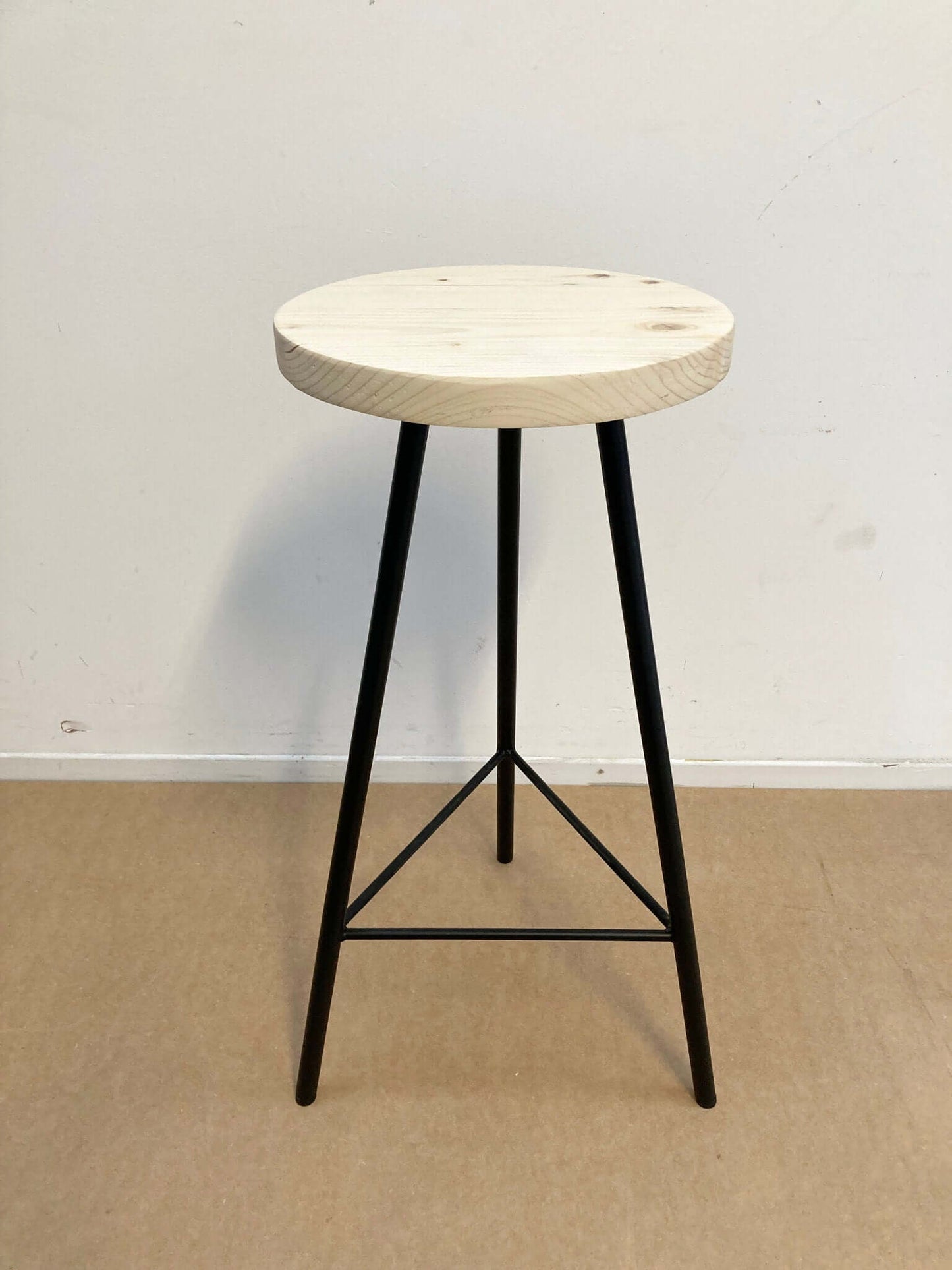 Reclaimed wood stool with optional base.