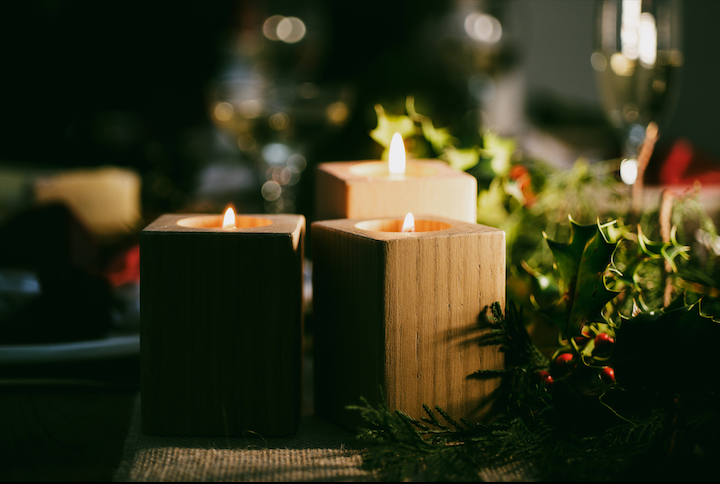 Hardwood candle holder.